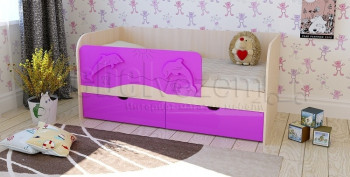 Друзья Кровать детская 2 ящика 1.6 Фиолетовый глянец в Колыване - kolyvan.mebel54.com | фото