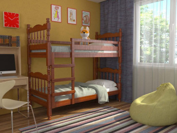 Кровать двухъярусная Соня из массива сосны 800*1890 Орех в Колыване - kolyvan.mebel54.com | фото