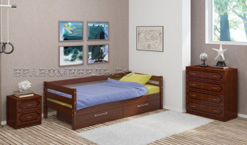 Кровать одинарная ГЛОРИЯ из массива сосны  900*2000 (Орех) в Колыване - kolyvan.mebel54.com | фото