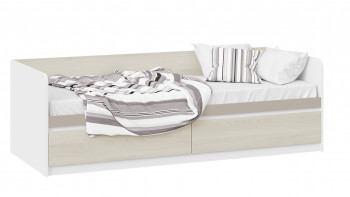 Кровать «Сканди» с 2 ящиками Дуб Гарден/Белый/Глиняный серый в Колыване - kolyvan.mebel54.com | фото