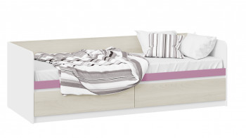 Кровать «Сканди» с 2 ящиками Дуб Гарден/Белый/Лиловый в Колыване - kolyvan.mebel54.com | фото