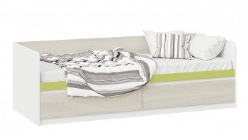 Кровать «Сканди» с 2 ящиками Дуб Гарден/Белый/Зеленый в Колыване - kolyvan.mebel54.com | фото