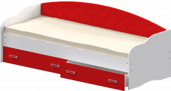 Кровать Софа-7 с мягкой спинкой (800х1900) Белый/Красный в Колыване - kolyvan.mebel54.com | фото