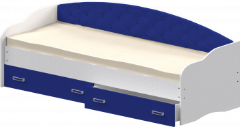 Кровать Софа-7 с мягкой спинкой (800х1900) Белый/Синий в Колыване - kolyvan.mebel54.com | фото