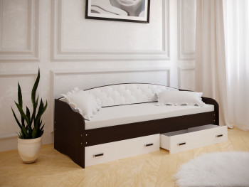 Кровать Софа-7 с мягкой спинкой (800х1900) Венге/ Белый в Колыване - kolyvan.mebel54.com | фото