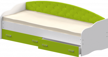 Кровать Софа-7 с мягкой спинкой (800х2000) Белый/Лайм в Колыване - kolyvan.mebel54.com | фото