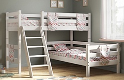 Кровать Соня вариант 8 угловая с наклонной лестницей Белый полупрозрачный в Колыване - kolyvan.mebel54.com | фото