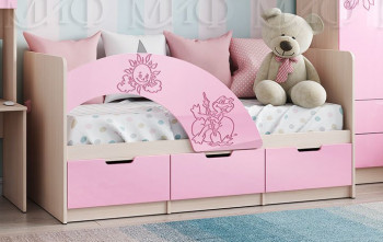 Кровать Юниор-3 ((мульт) розовый металл/дуб беленый) в Колыване - kolyvan.mebel54.com | фото
