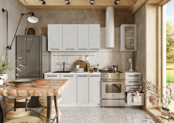 Кухонный гарнитур Нувель 1800мм белый/бетон белый в Колыване - kolyvan.mebel54.com | фото