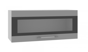 Норд ШВГС 800 Шкаф верхний горизонтальный со стеклом (Софт черный/корпус Белый) в Колыване - kolyvan.mebel54.com | фото