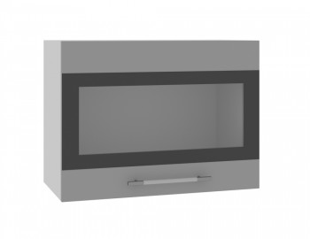 Норд ШВСА 600 Шкаф верхний со стеклом антресоль (Софт черный/корпус Белый) в Колыване - kolyvan.mebel54.com | фото