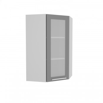 Норд ШВУС 600Н Шкаф верхний угловой (премьер) высокий (Софт черный/корпус Венге) в Колыване - kolyvan.mebel54.com | фото