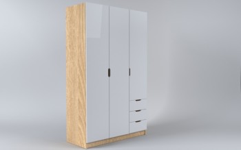 Шкаф 3-х створчатый с ящиками Лофт (Белый/корпус Дуб Сонома) в Колыване - kolyvan.mebel54.com | фото