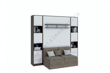 Шкаф-кровать с диваном БЕЛА с полкой ножкой в Колыване - kolyvan.mebel54.com | фото