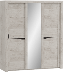 Шкаф трехдверный Соренто с раздвижными дверями Дуб бонифаций/Кофе структурный матовый в Колыване - kolyvan.mebel54.com | фото