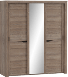 Шкаф трехдверный Соренто с раздвижными дверями Дуб стирлинг/Кофе структурный матовый в Колыване - kolyvan.mebel54.com | фото